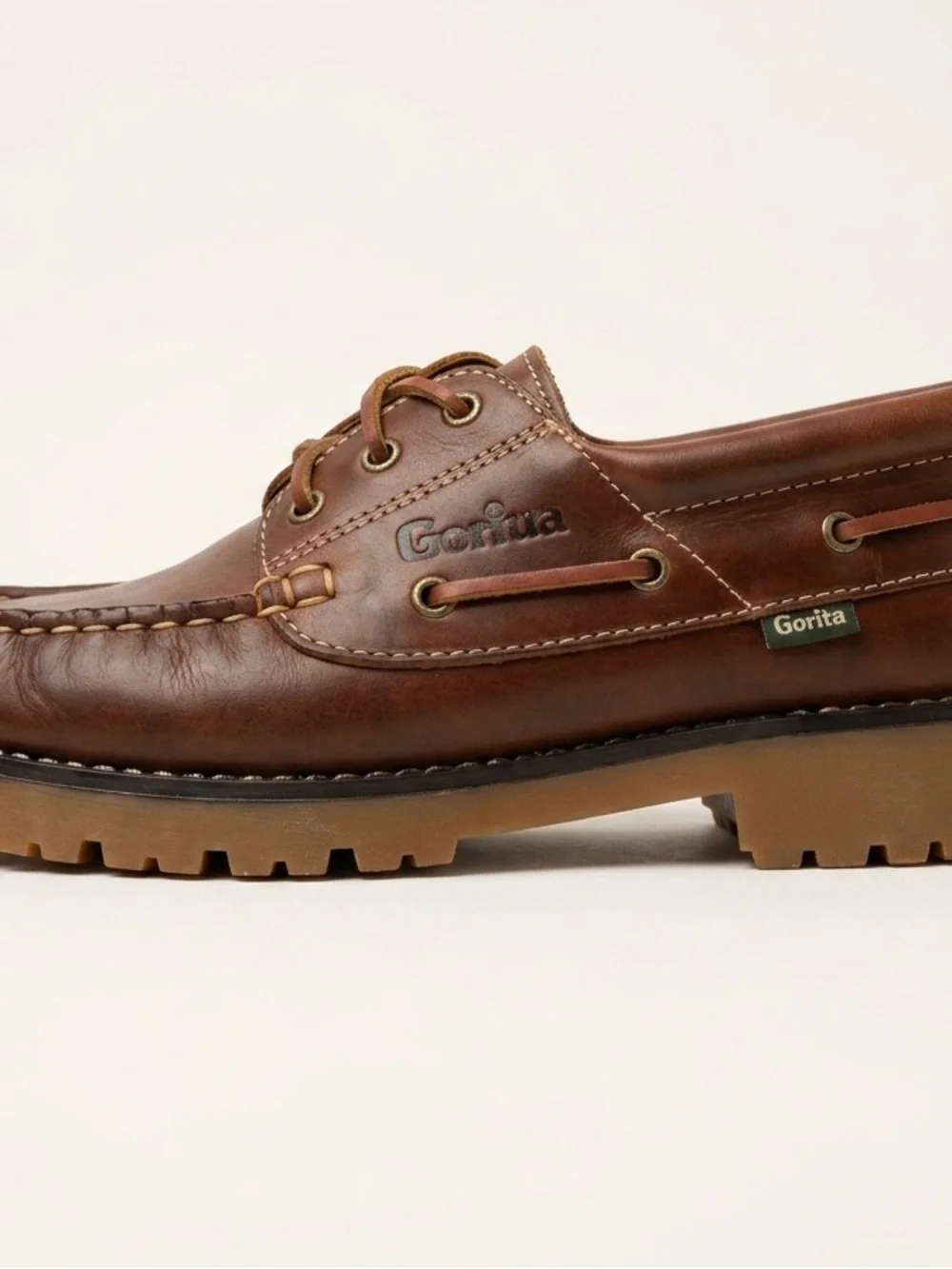Gorila Vintage Leather Lug Sole Loafers Boat Shoes Spain Mens 7.5 Preppy Chunky